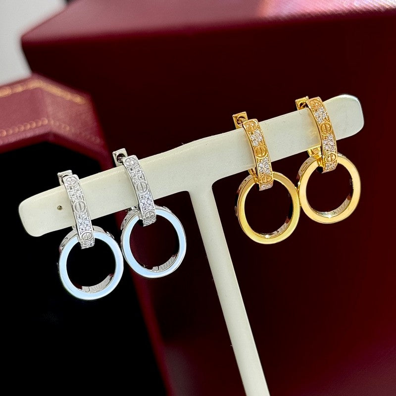 18K Love Pave Diamond Earrings