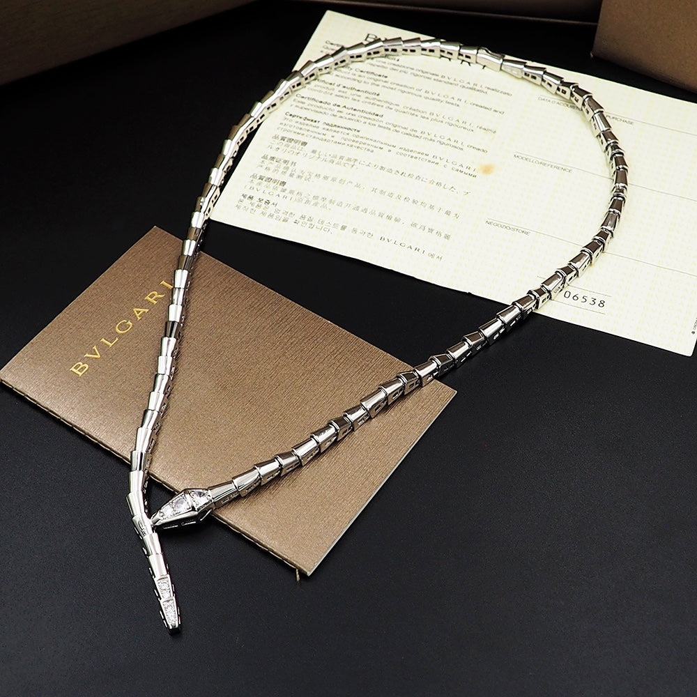 18K BV Serpenti Viper Demi-Pave Diamonds Necklace