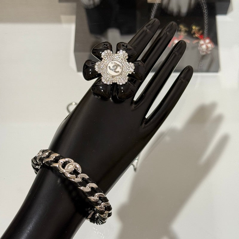 18K CC 26C Black Open Cuff Bracelet