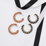 18K CC Black & Red Leather Earrings