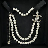 18K CC 25B Long Pearls Necklace