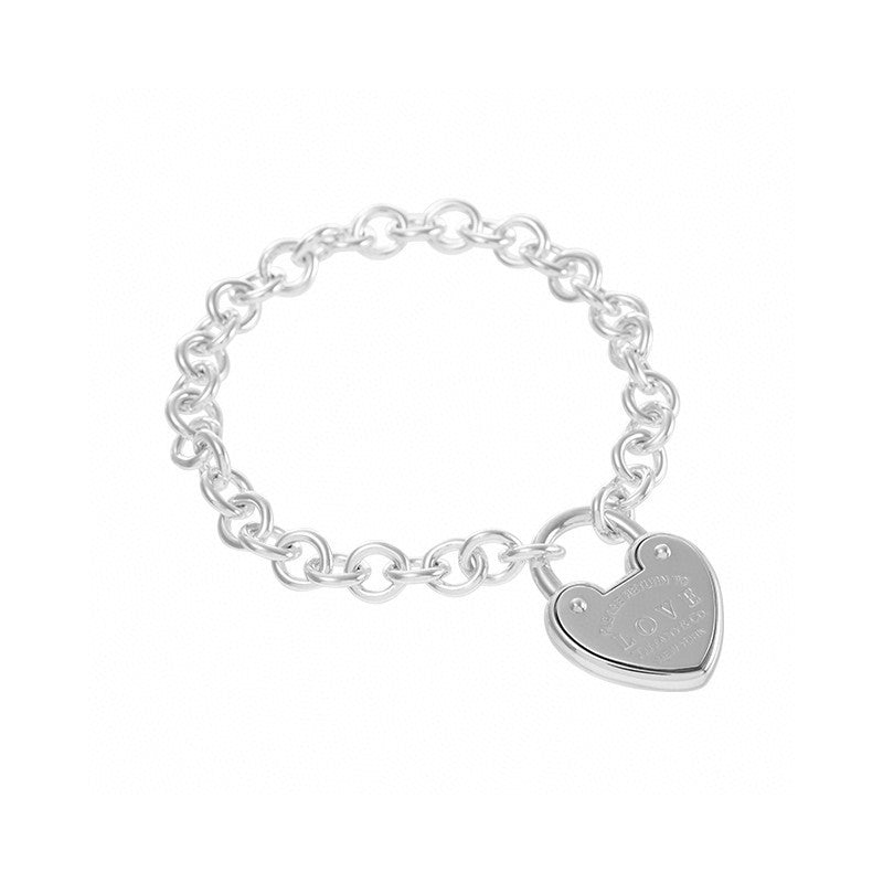 18K T Heart Tag White Gold Bracelet