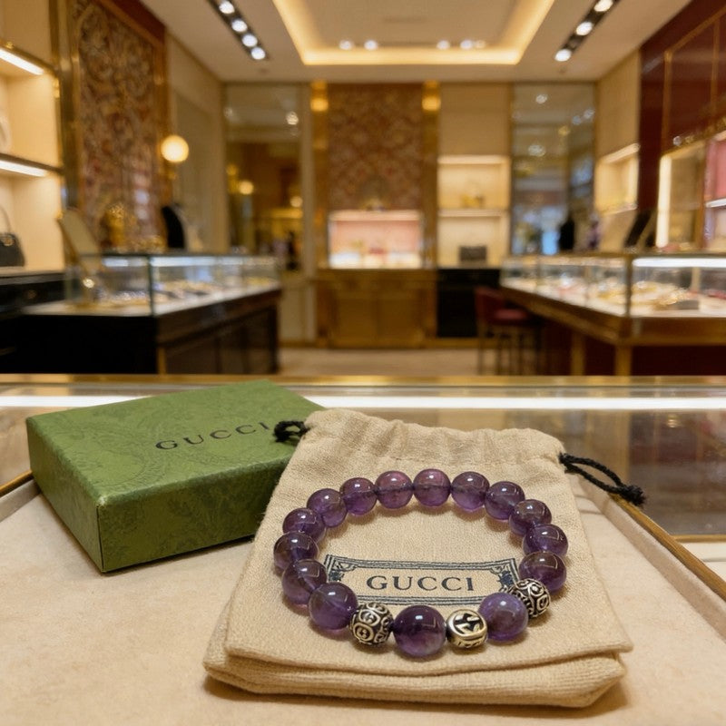 18K GG Anger Forest Purple Bead Chain Bracelet