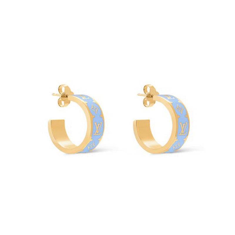 18K Louis Nanogram Enamel Earrings