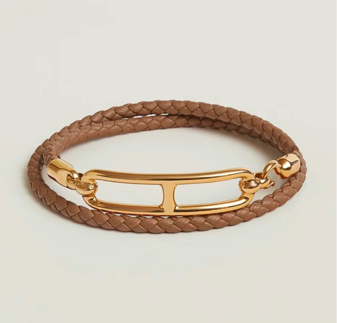 18K Roulis Double Tour Brown H Bracelet