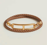 18K Roulis Double Tour Brown H Bracelet