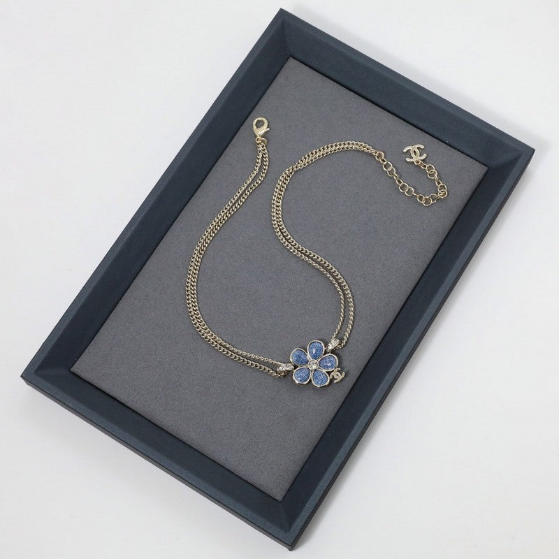 18K CC Blue Camellia Diamond Choker Necklace