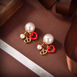 18K CD Heart Valentine Earrings