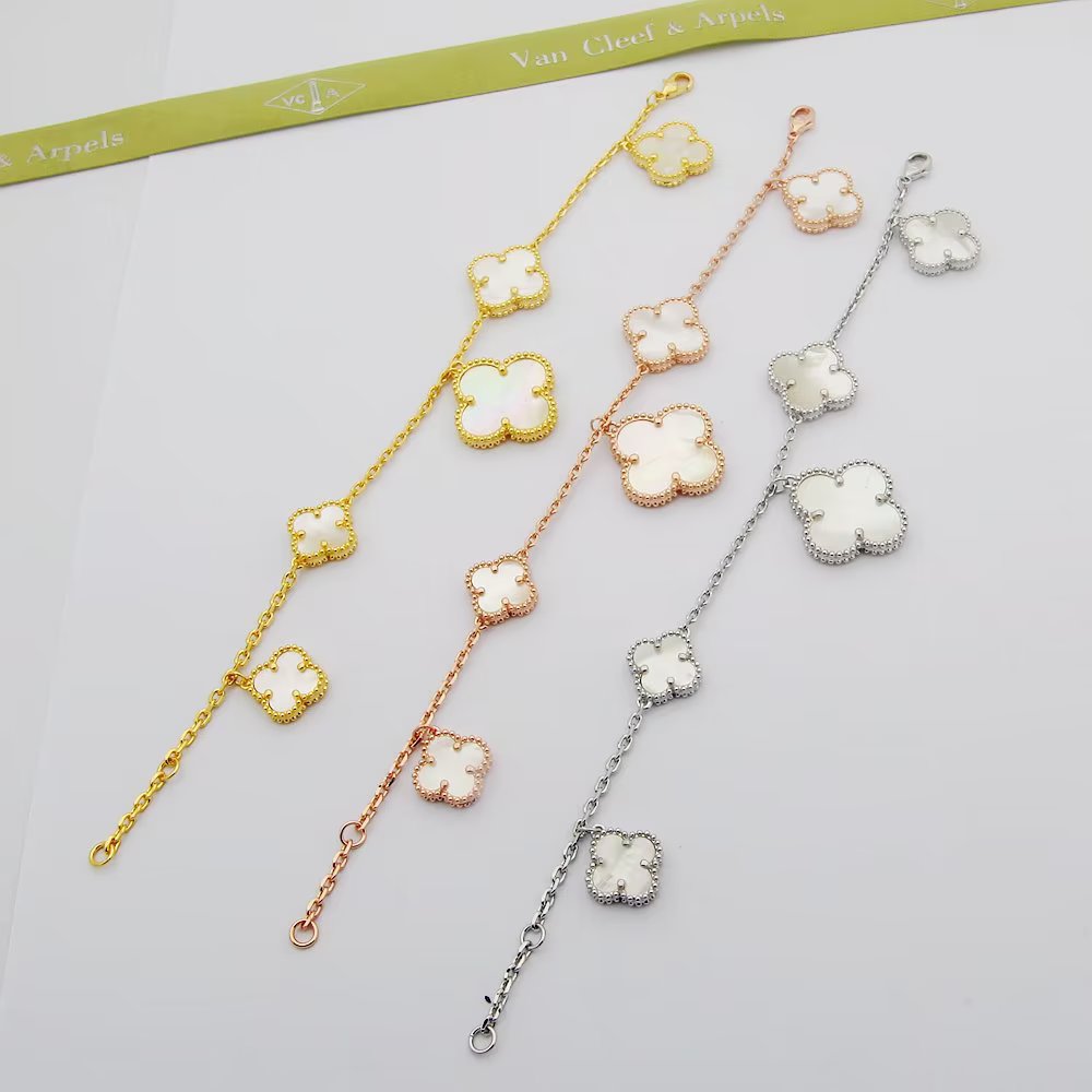 18K Magic Alhambra Five Pearls Motifs Clover Bracelet