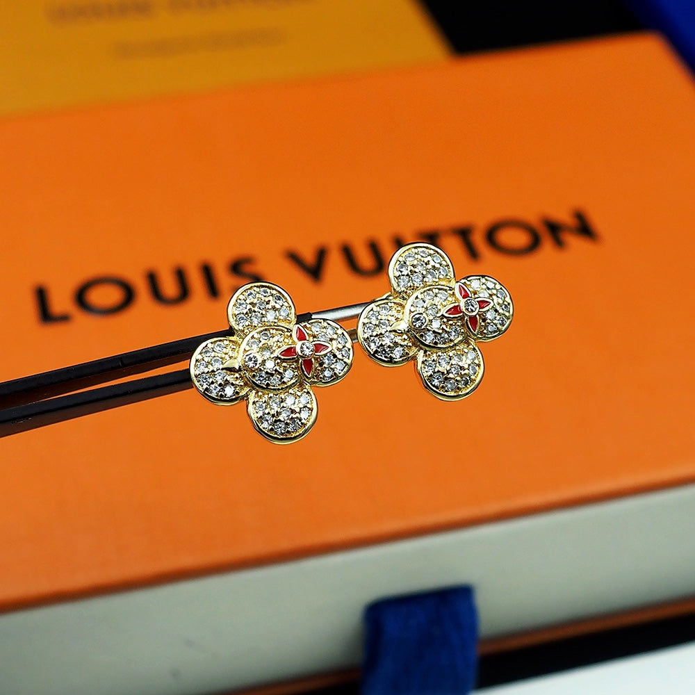 18K Louis Vivienne Diamond Earrings
