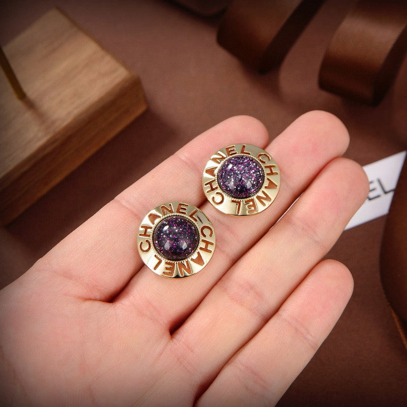 18K CC Purple Gold Earrings