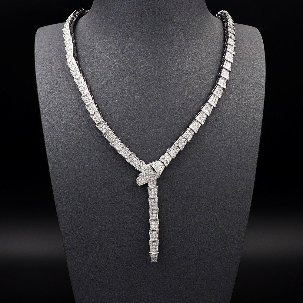 18K BV Serpenti Viper Full Pave Diamonds Necklace