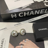 18K CC Round Gold Earrings