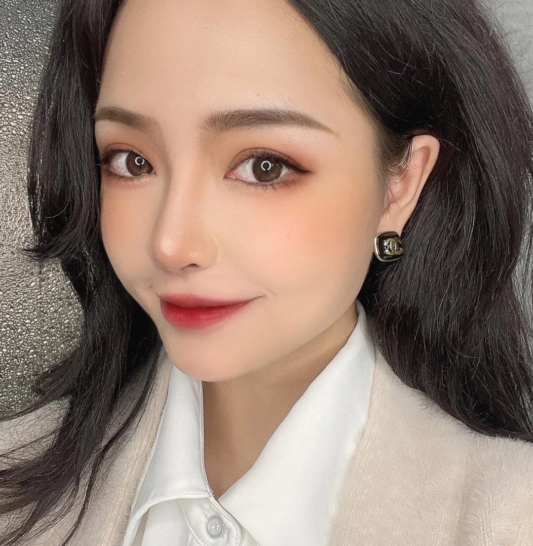 18K CC Square Resin Earrings