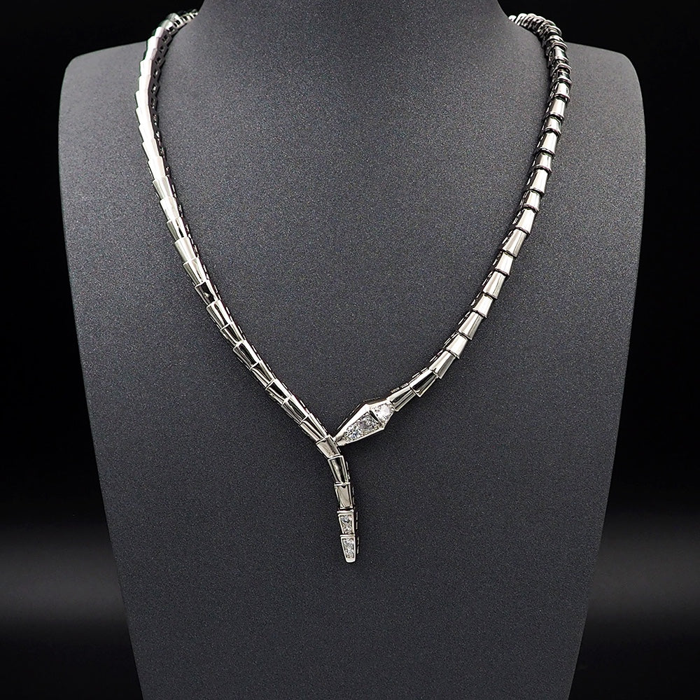 18K BV Serpenti Viper Demi-Pave Diamonds Necklace