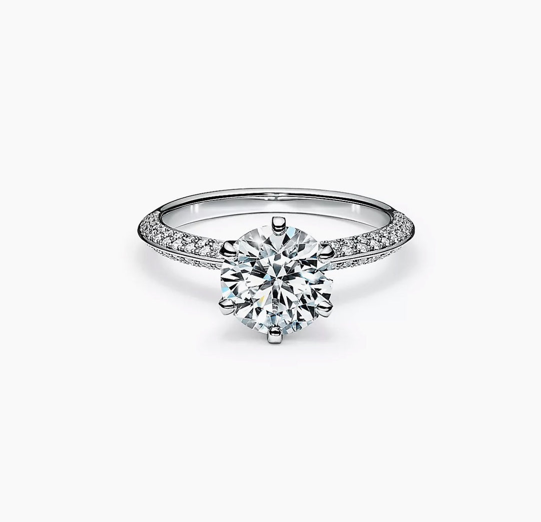 18K T Pave Tiffany Setting Engagement Ring
