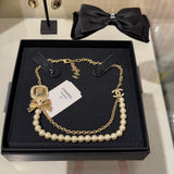 18K CC 25K Butterfly Pearl Necklace