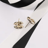 18K CC Diamond & Pearl Earrings