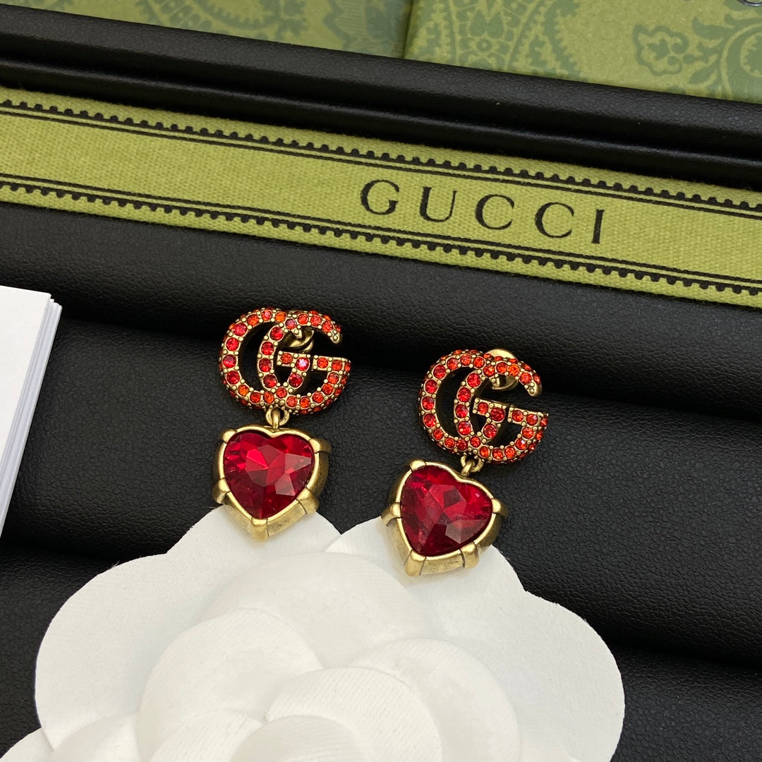 18K GG Red Crystal Earrings