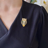 18K Lucky Animals Owl Clip Brooch