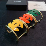 18K CC Color Logo Open Cuff Bracelet