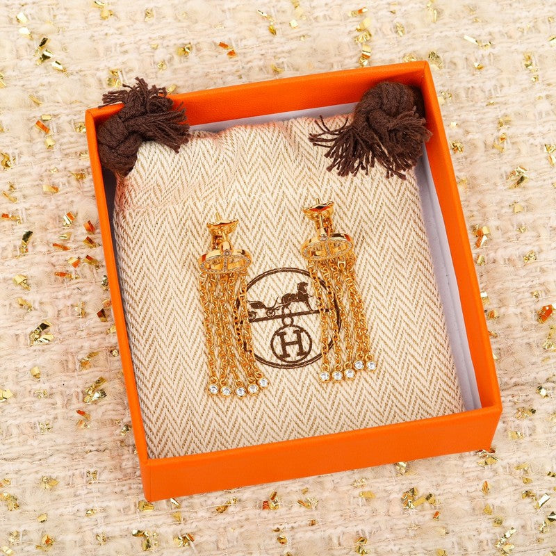 18K Farandole Diamond H Tassel Earrings