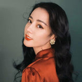 18K CC Flower Pearl Gold Earrings