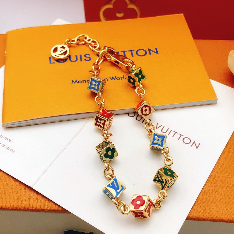 18K Louis Color Dice Gold Bracelet
