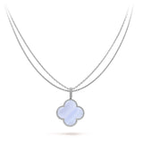 Necklace with a clover-shaped pendant on a white background