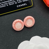 18K CC Pink Round Earrings
