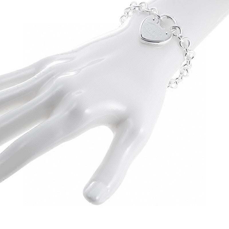 18K T Heart Tag White Gold Bracelet