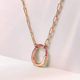 18K T Lock Pink Pave Diamonds Necklace