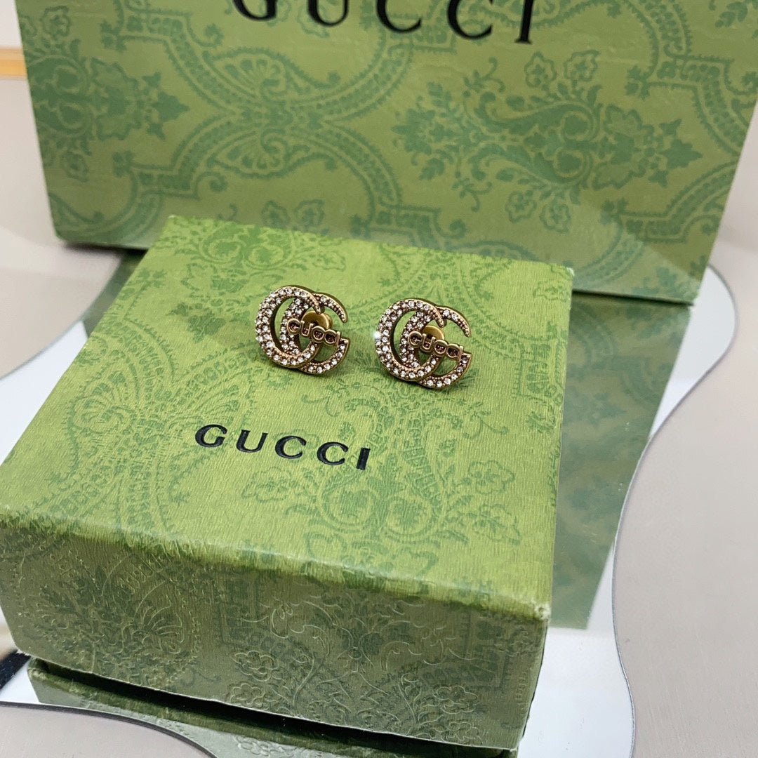 18K GG Logo Diamonds Earrings