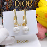 18K CD Square Pearl Earrings