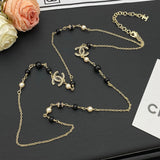 18K CC Black Pearl Long Necklace