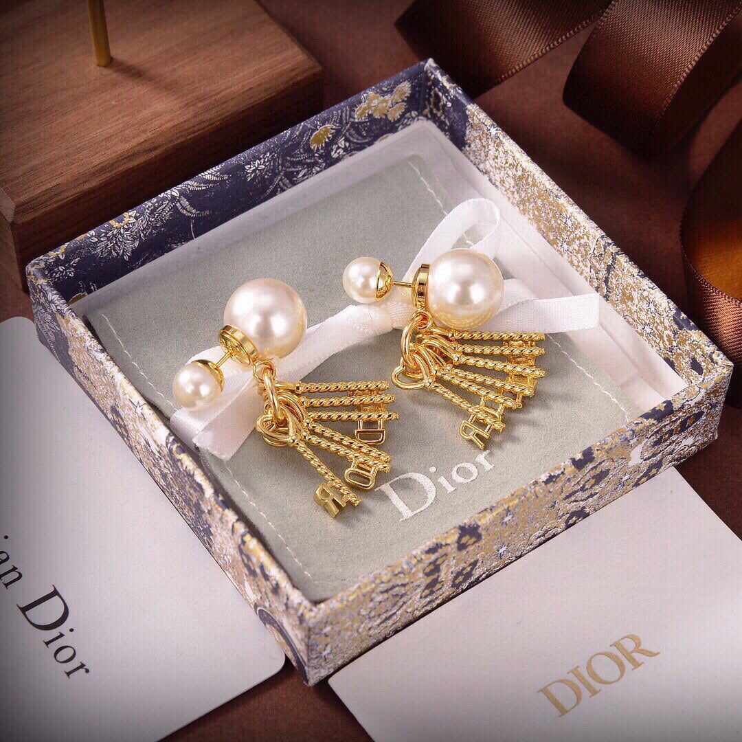 18K CD Tassel Pearls Earrings