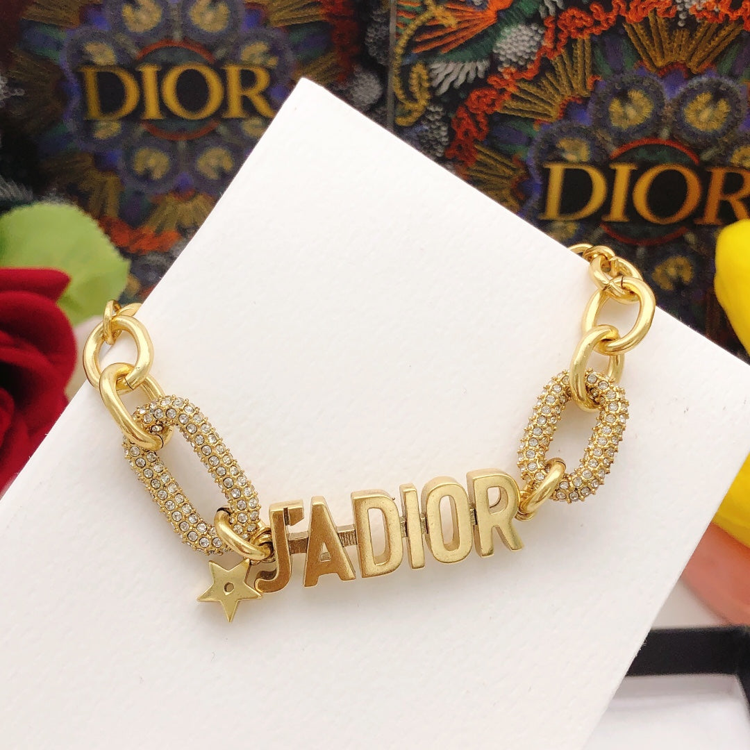18K CD J'adior Chain Link Bracelet
