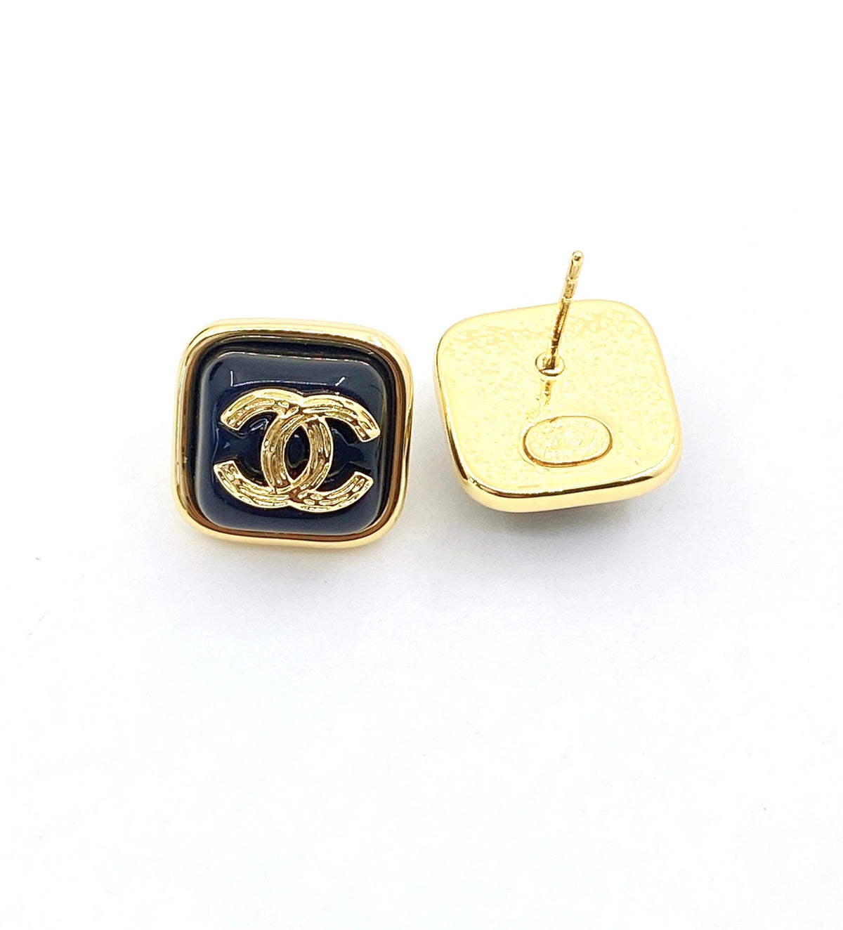 18K CC Square Resin Earrings
