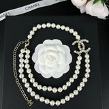 18K CC 25B Long Pearls Necklace