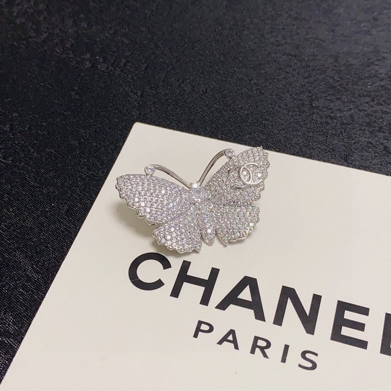 18K CC Full Diamond Butterfly Brooch