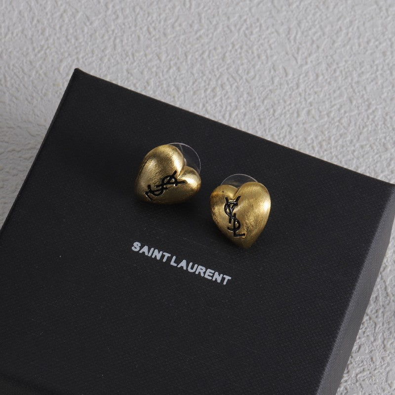 18K Saint Heart Gold Earrings