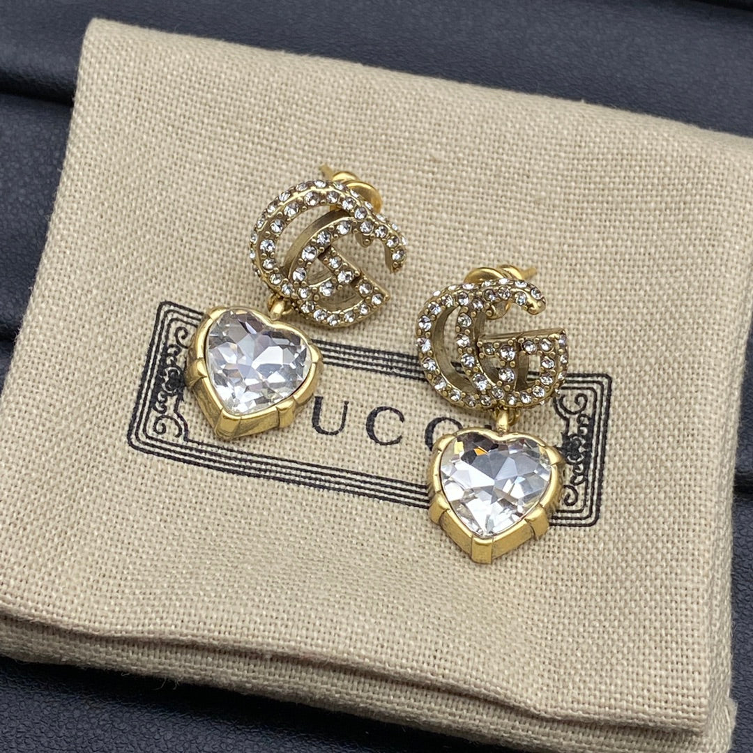 18K GG Crystal Pendant Earrings