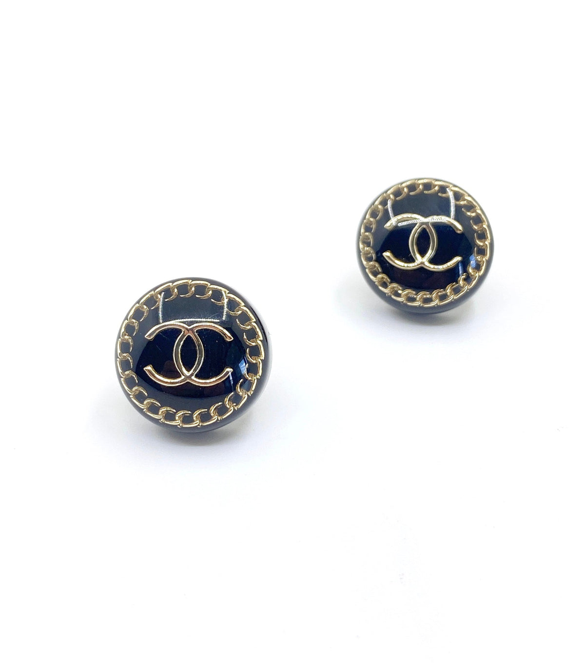 18K CC Circle Resin Earrings