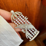 18K CC Birdcage Diamond Brooch