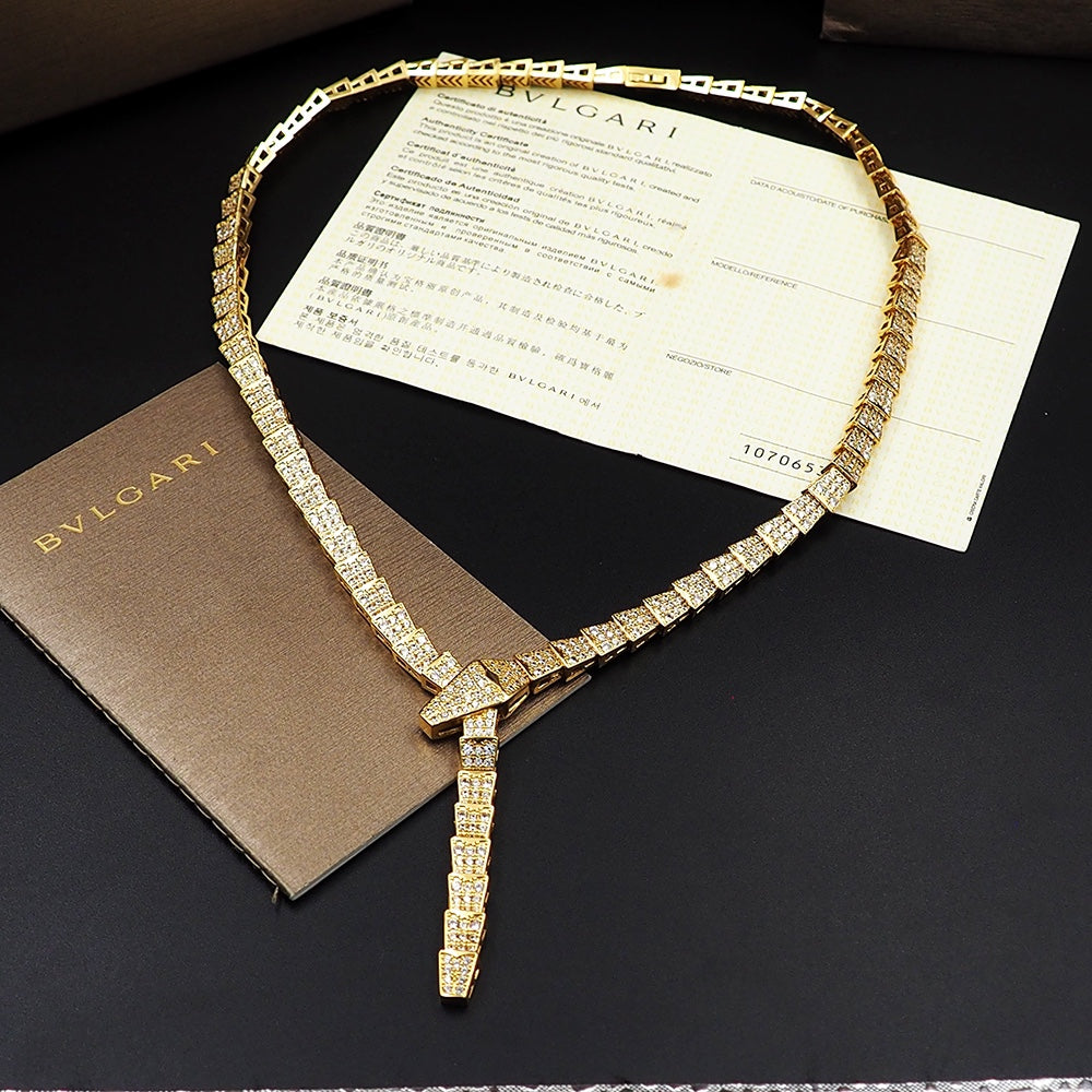 18K BV Serpenti Viper Full Pave Diamonds Necklace