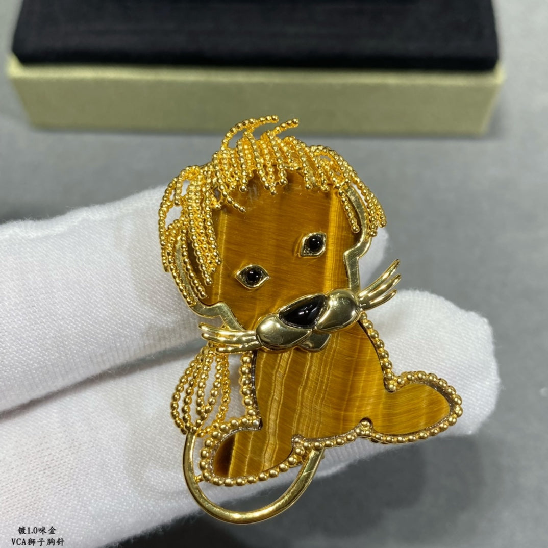 18K Lucky Animals Lion Clip Brooch