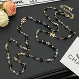 18K CC Black Pearls Long Necklace