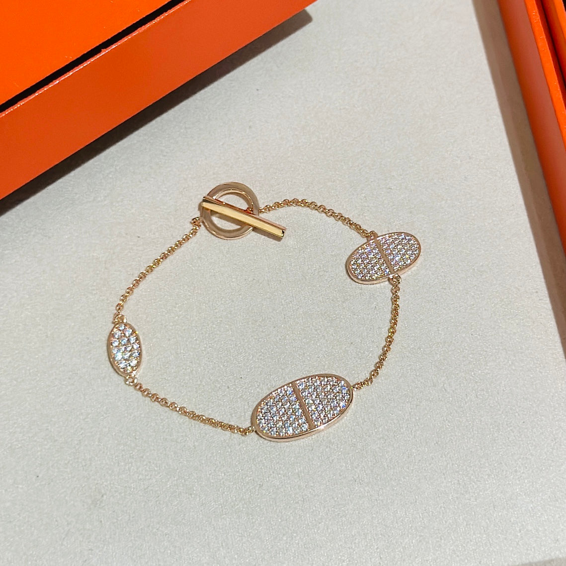 18K Chaine D'Ancre Verso Diamond H Bracelet