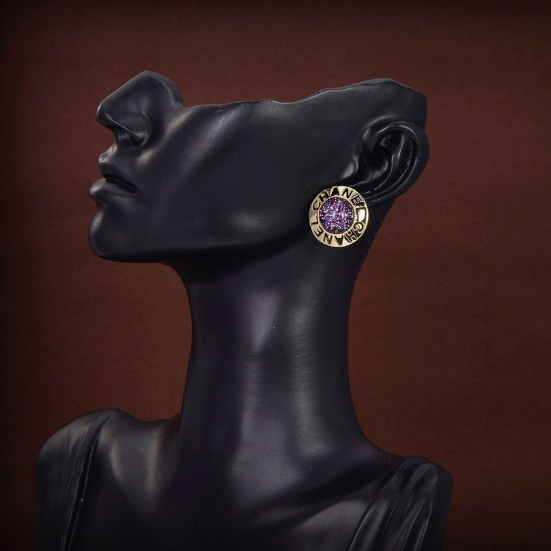 18K CC Purple Gold Earrings
