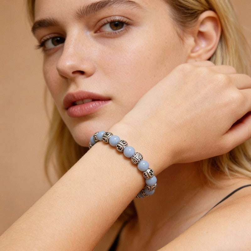 18K GG Anger Forest Light Blue Bead Chain Bracelet